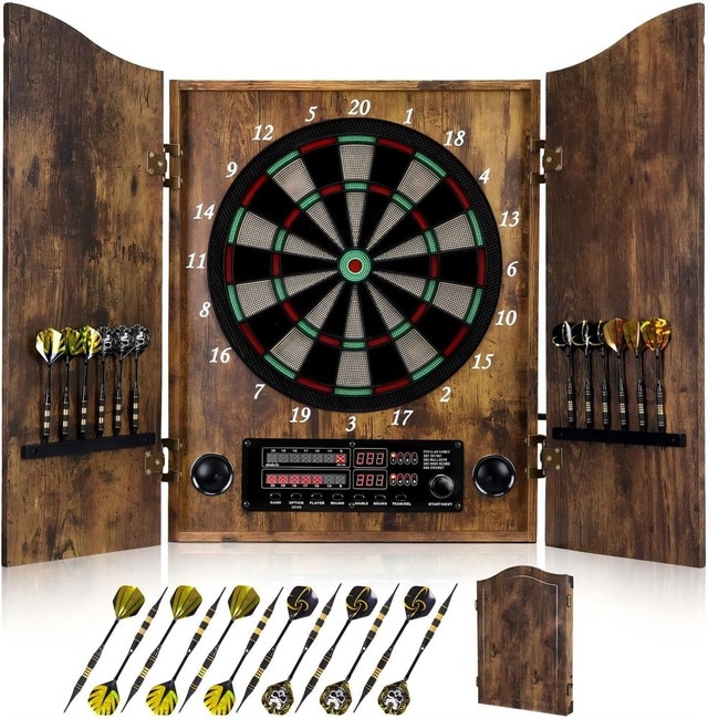 Electronic Dart Board Cabinet Set