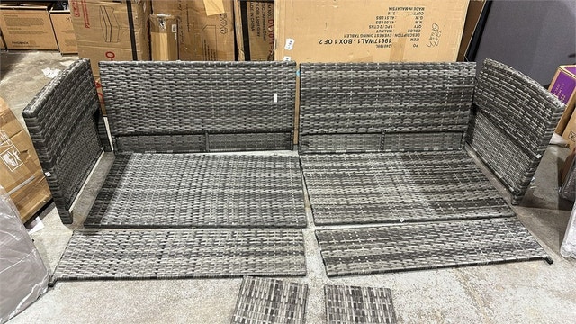 86" Outdoor Sofa Rattan With Grey Cushions - photo 4
