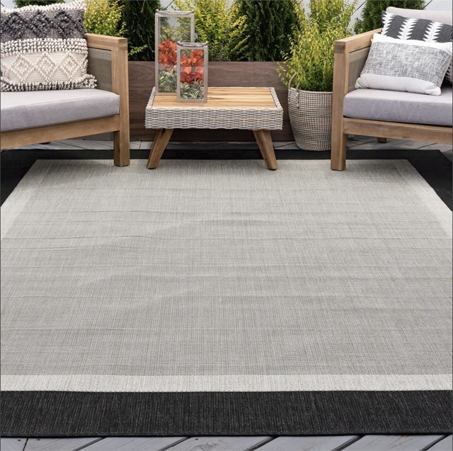 Eco Solid Border Black 9 ft. x 12 ft. Indoor/Outdoor Area Rug - photo 2