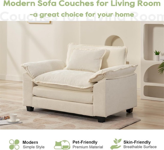 53" Single Modular Sectional Sofa, Comfy Cloud Couch - photo 2