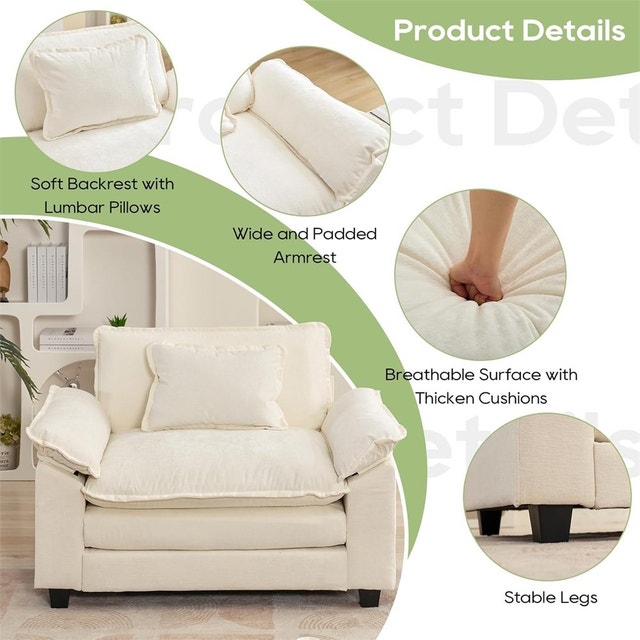 53" Single Modular Sectional Sofa, Comfy Cloud Couch - photo 3