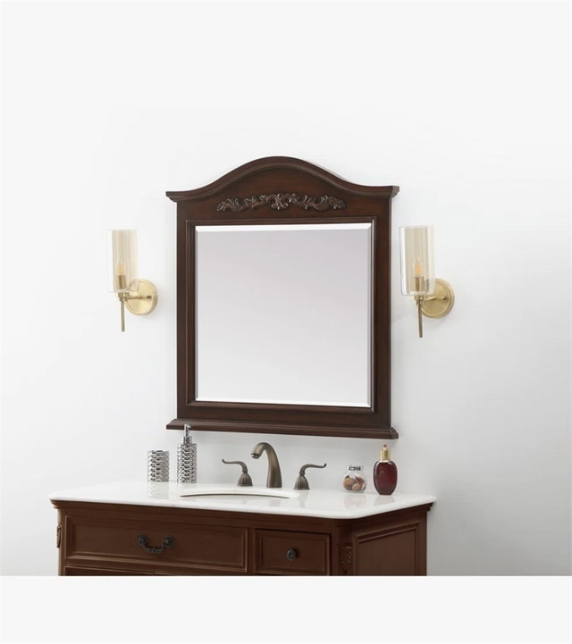 32"x34"x1.5" Wixom Wood Flat Wall Mirror Teak