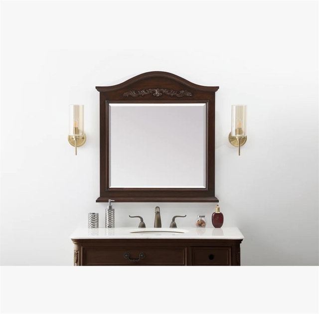 32"x34"x1.5" Wixom Wood Flat Wall Mirror Teak - photo 2
