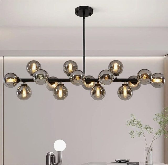 Linear Lights Chandelier, Modern Sputnik Ceiling Fixture