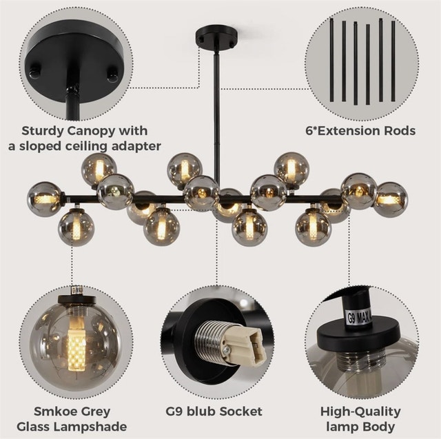 Linear Lights Chandelier, Modern Sputnik Ceiling Fixture - photo 4