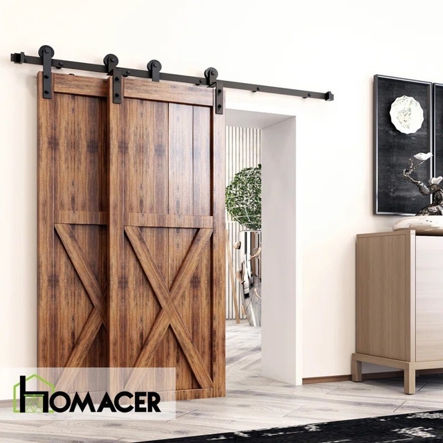 72in Black Rustic Straight Design Single Track Bypass Two Door - photo 2