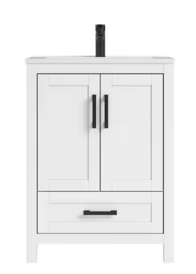 Sirois 25" White Single Sink Bathroom Vanity With Solid Surface - photo 2