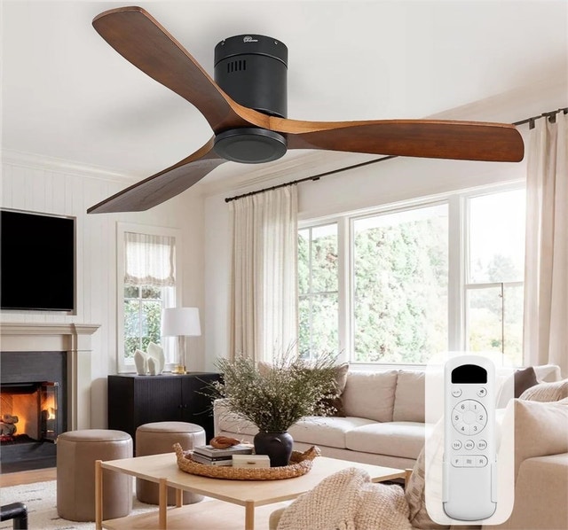 52 Inch Solid Wood Ceiling Fan Flush Mount