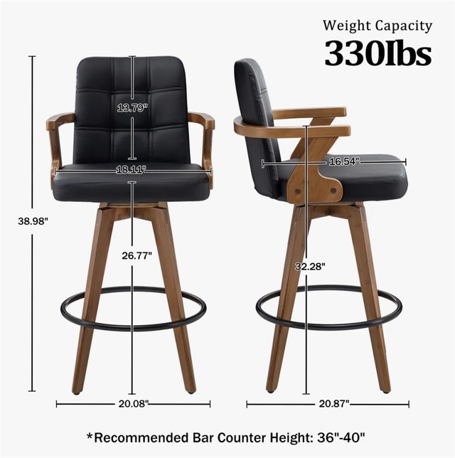 26" Corrales Swivel Faux Leather Counter & Bar Stools - photo 5