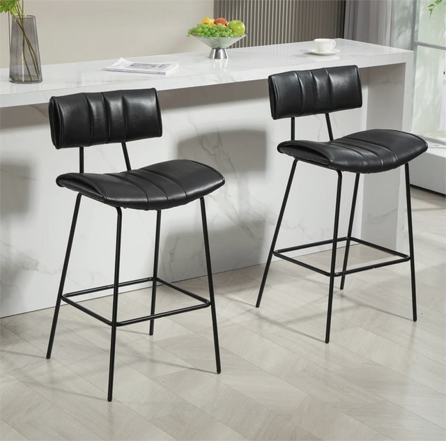 Set of 2 Palgrave Bar Stools with Black Metal Legs - photo 3