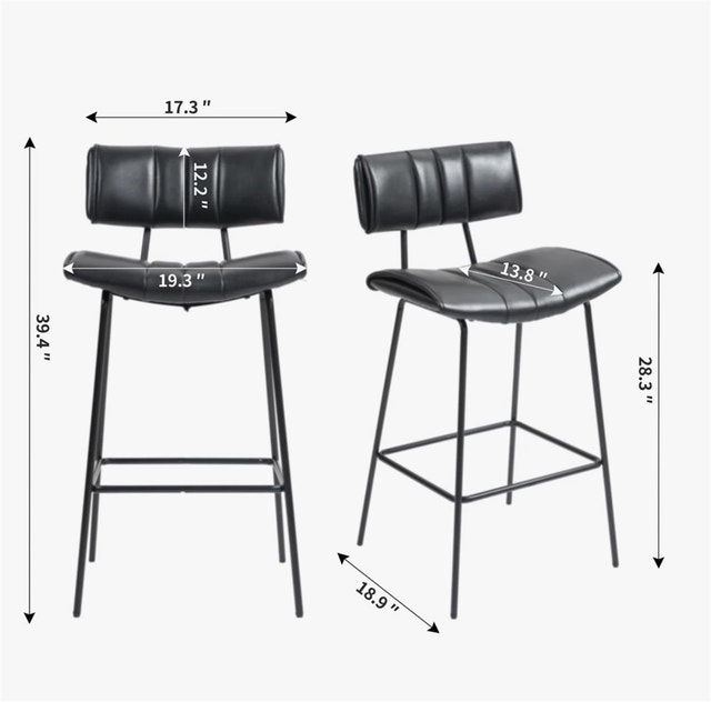 Set of 2 Palgrave Bar Stools with Black Metal Legs - photo 4