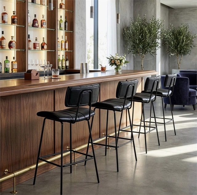 Set of 2 Palgrave Bar Stools with Black Metal Legs - photo 5