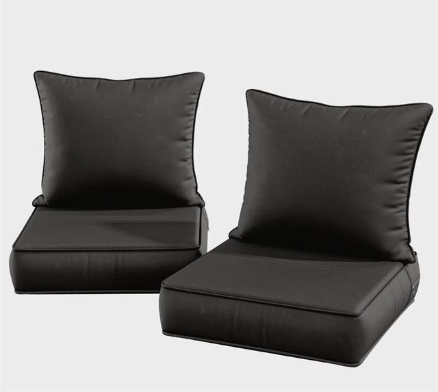 Outdoor Chair Cushions Set of 2 Black - photo 2