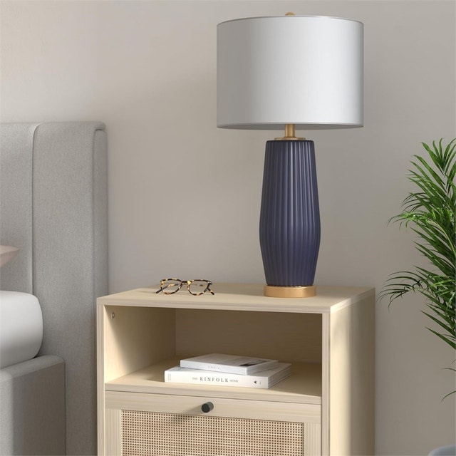 JONATHAN Y Roman 28.5" Ceramic Table Lamp, Navy JYL5045A