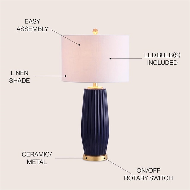 JONATHAN Y Roman 28.5" Ceramic Table Lamp, Navy JYL5045A - photo 5