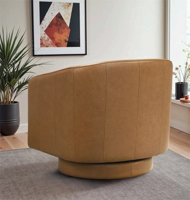Danville Tan Leather Swivel Chair - photo 2