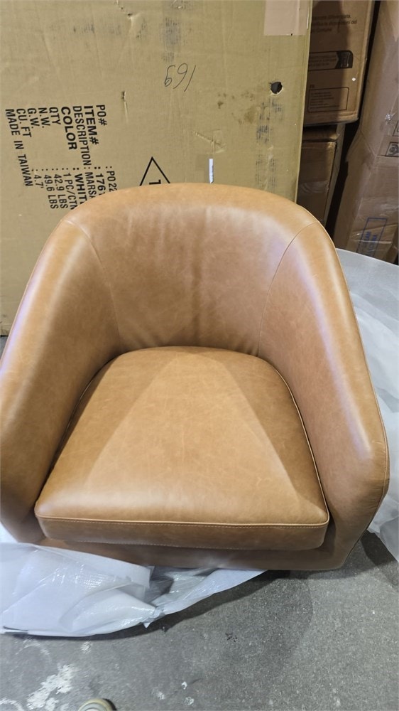 Danville Tan Leather Swivel Chair - photo 5