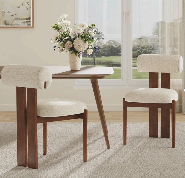 Modern Upholstered Dining Chairs with Solid Wood Legs (Set of 2) - photo 2
