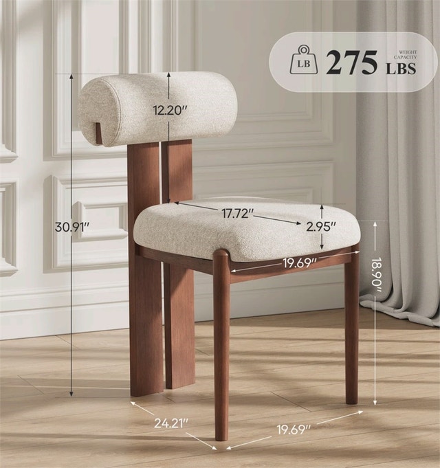 Modern Upholstered Dining Chairs with Solid Wood Legs (Set of 2) - photo 3