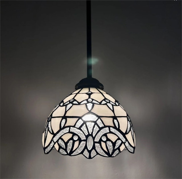 8"W*8"D*60"H Simonson Tiffany Mini Hanging Lights White Stained