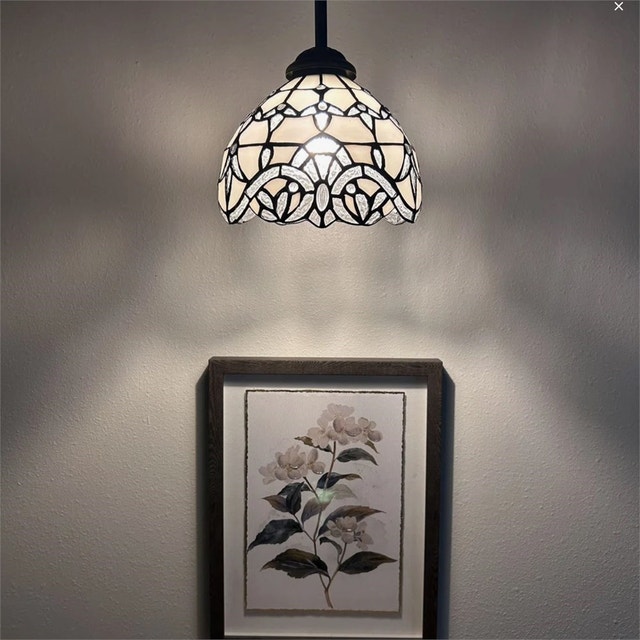 8"W*8"D*60"H Simonson Tiffany Mini Hanging Lights White Stained - photo 2