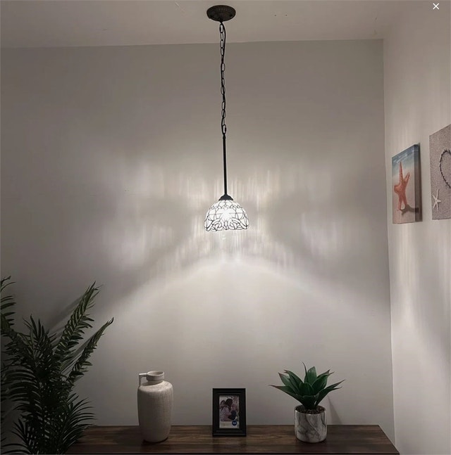 8"W*8"D*60"H Simonson Tiffany Mini Hanging Lights White Stained - photo 3