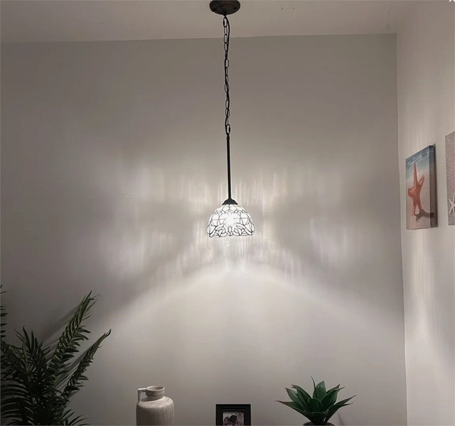 8"W*8"D*60"H Simonson Tiffany Mini Hanging Lights White Stained - photo 4