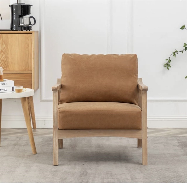 Marnisha Faux Leather Armchair Brown - photo 2