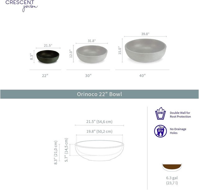 21" Orinoco Double Walled Plastic Planter Bowl Bronze - photo 5