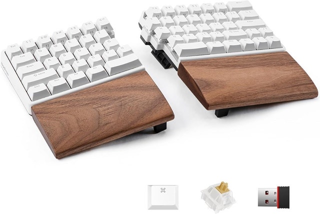 Split Wireless Mechanical Keyboard - Ergonomic, Tenting, Palm Re