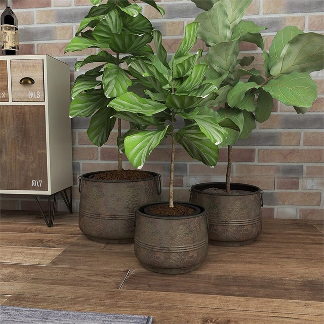 3 Pcs Deco 79 Metal Round Planters with Side Rings - photo 2