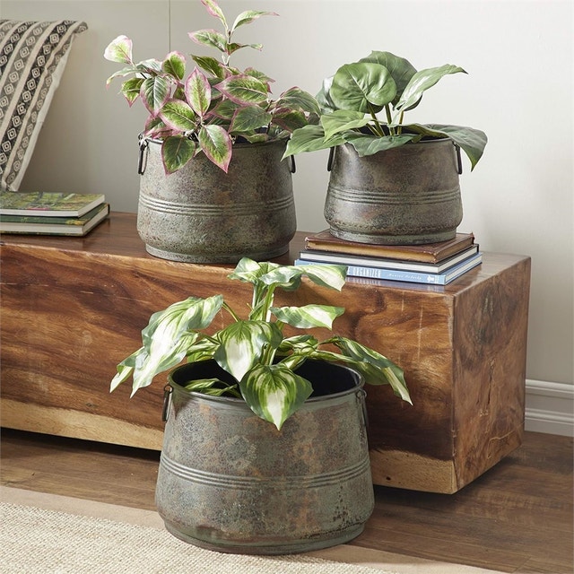 3 Pcs Deco 79 Metal Round Planters with Side Rings - photo 3
