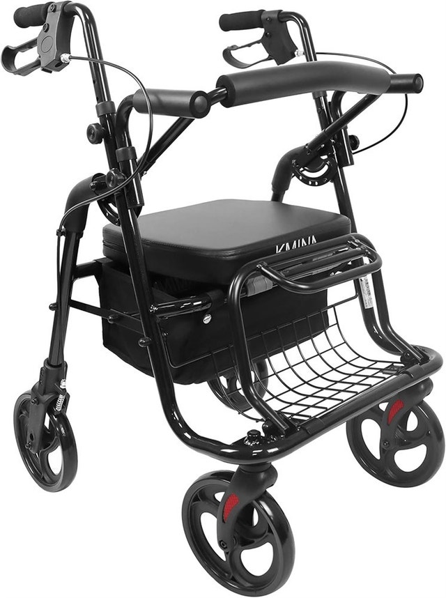 KMINA Walker for Seniors with Seat, Lightweight Folding Rollator - photo 2