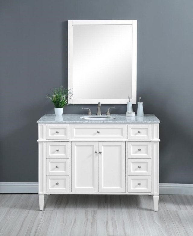 48 In. Single Bathroom Vanity Set In White by Elegant