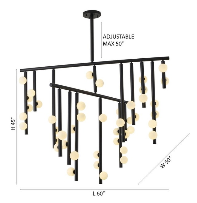 Design Living 60-in 44-Light Matte Black Metal Chandelier - photo 2