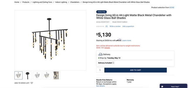 Design Living 60-in 44-Light Matte Black Metal Chandelier - photo 5