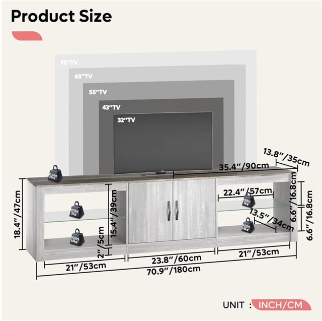 Bestier 70" LED TV Stand for 75" TV - photo 3