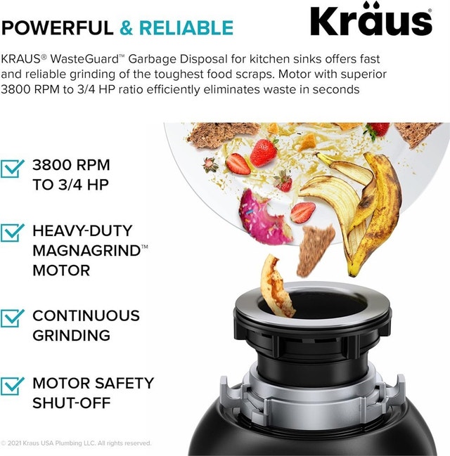 Kraus KWD100-75MBL WasteGuard Continuous Feed Garbage Disposal - photo 3