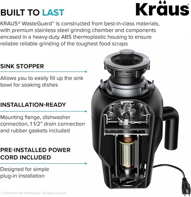 Kraus KWD100-75MBL WasteGuard Continuous Feed Garbage Disposal - photo 4