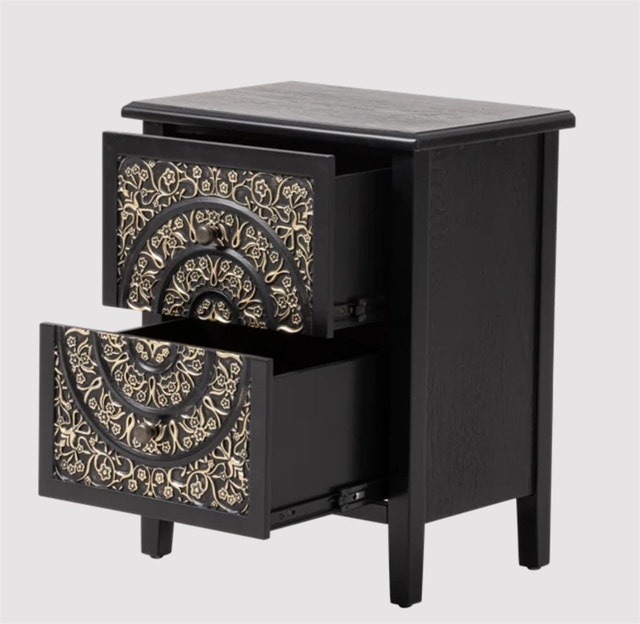Levera Farmhouse Fully-Assembled 2-Drawer Nightstand, Distressed - photo 3