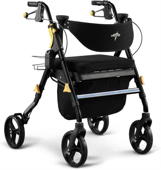 Medline Premium Empower Folding Mobility Rollator Walker