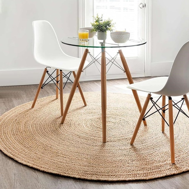 9ft Round Handwoven Jute Area Rug Natural Fiber Boho - photo 2