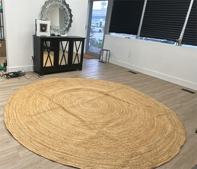 9ft Round Handwoven Jute Area Rug Natural Fiber Boho - photo 4
