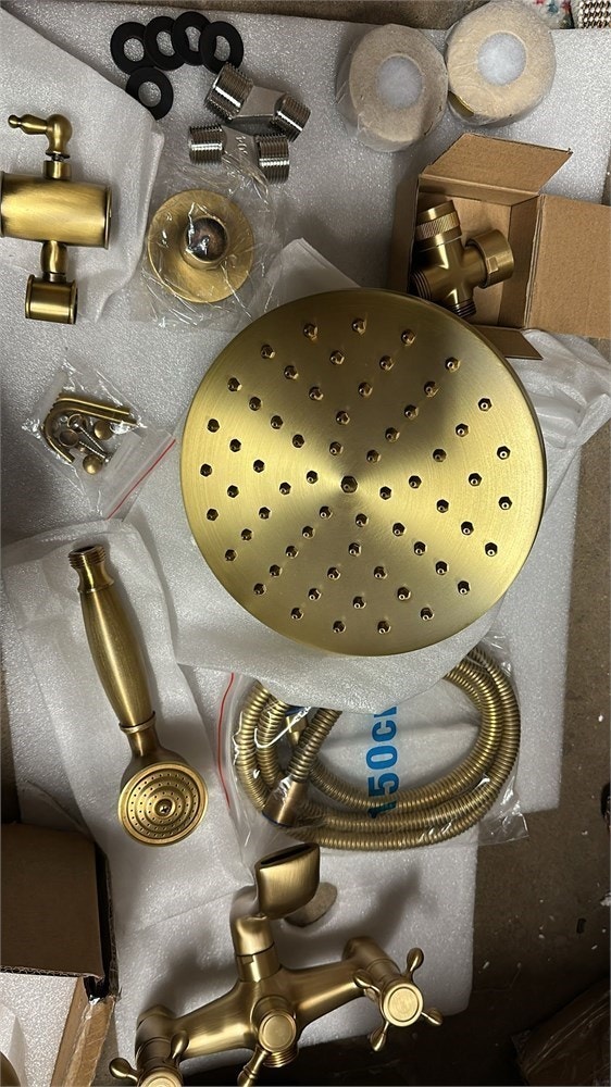 Antique Brass Dual Handle Rainfall Shower Faucet System - photo 5