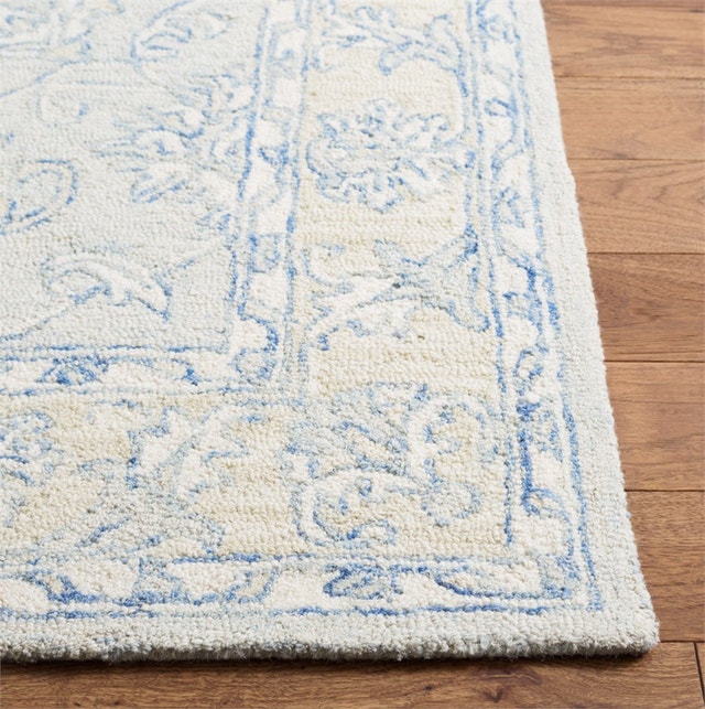Micro-Loop Blue/Beige 6 ft. x 9 ft. Border Medallion Area Rug - photo 3