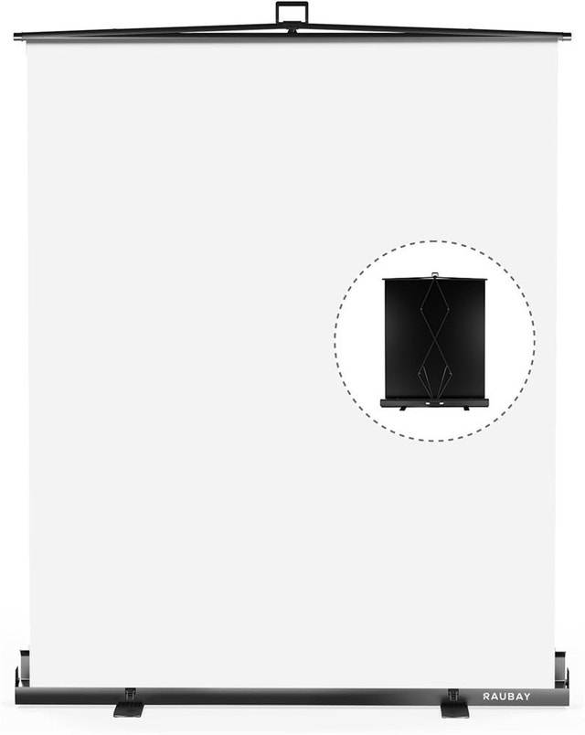 59.8 x 82.7in Collapsible White Backdrop Screen Portable Retract