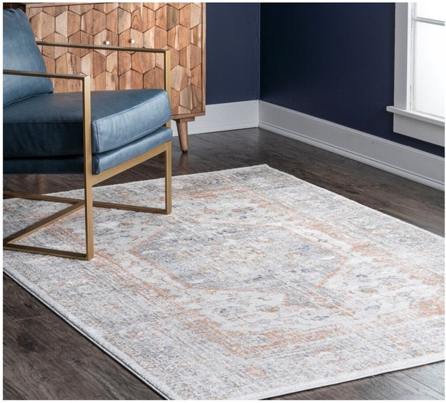 nuLOOM Vintage Jacquie Floral Silver 9 ft. x 12 ft. Area Rug