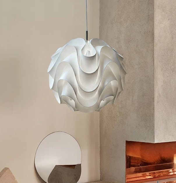 19.8" White Unique / Statement Acrylic Ball-shaped Pendant Lamp