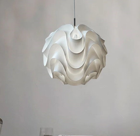 19.8" White Unique / Statement Acrylic Ball-shaped Pendant Lamp - photo 2