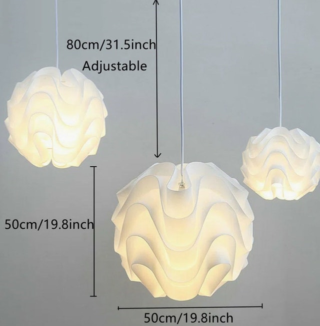 19.8" White Unique / Statement Acrylic Ball-shaped Pendant Lamp - photo 3